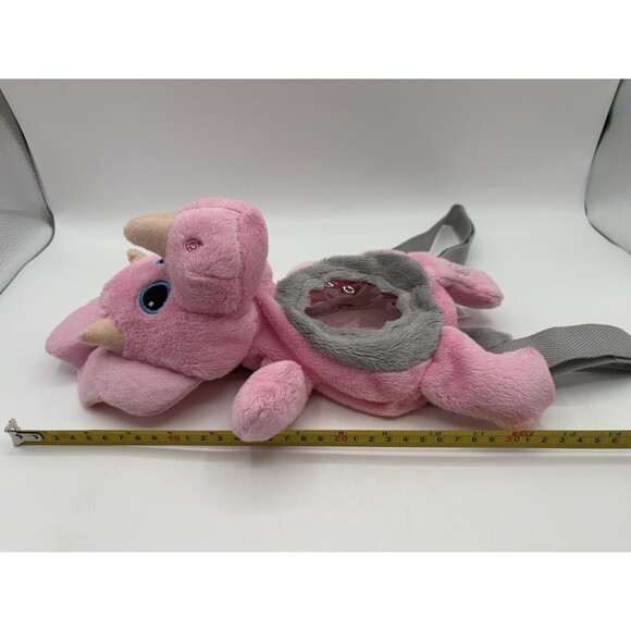 Chupa Chups Pink Triceratops Dinosaur Backpack Carry Bag Plush Purse 13" - Picture 6 of 8